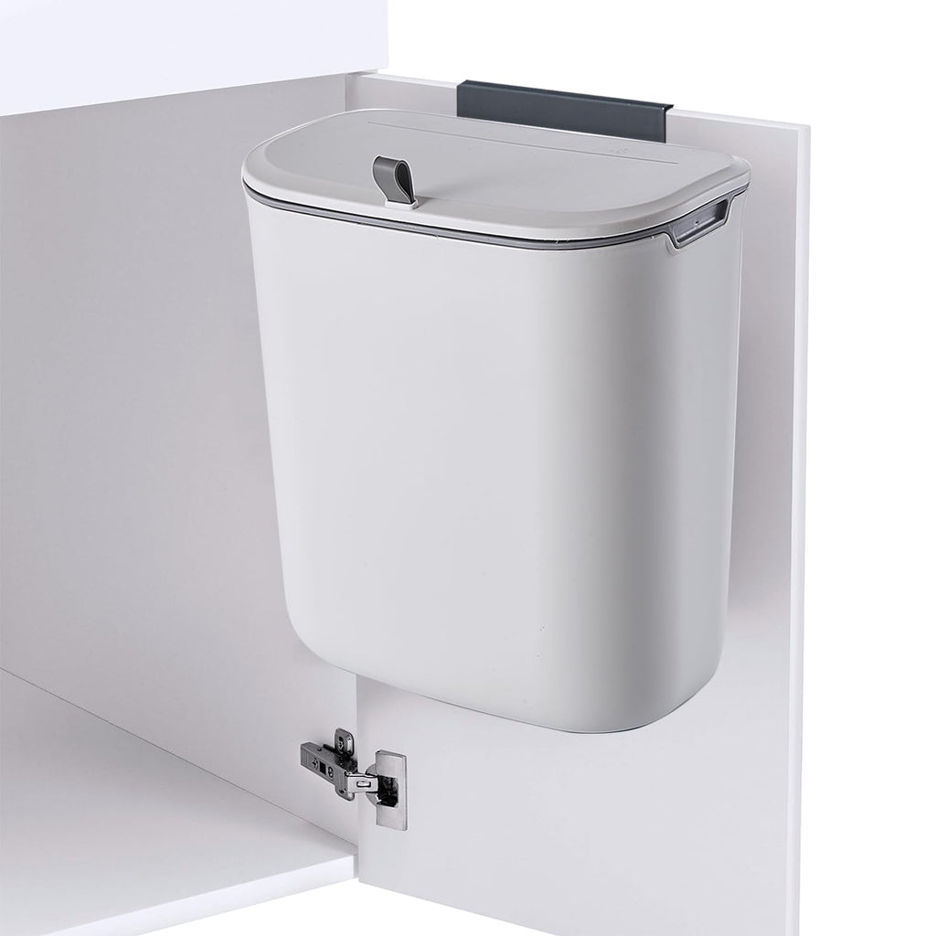 ELPHECO Compost Bin, 2.5 Gallon Hanging Trash Can with Lid, Kitchen Cabinet Door Under Sink Plastic Garbage Can Wall Mounted Slide Open, White 🍁 All In One Marketplace Canada