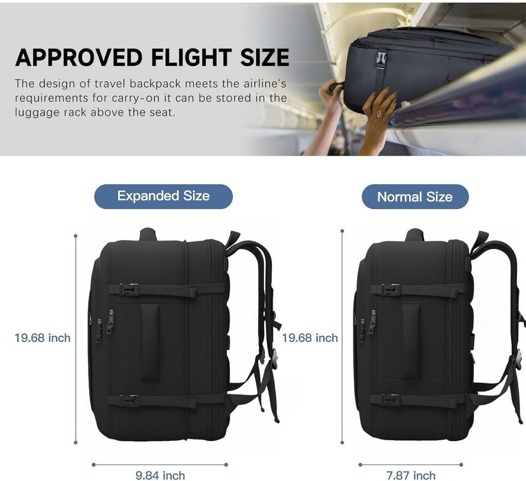 Carry On Backpack, 50L Travel Backpack, Luggage Backpack TSA Flight Approved Laptop Backpack for Men & Women, Large Expandable Backpack 40L Daypack Lightweight Business Weekender Bag, Black 🍁 All In One Marketplace Canada