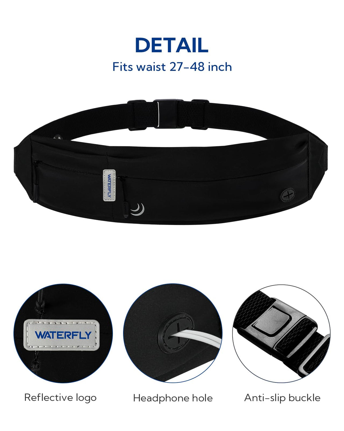 WATERFLY Running Belt Fanny Pack: Runner Marathon Jogging Waist Pack Sport Fitness Cell Phone Holder Pouch for Men Women Jogger Slim Stretchy Running Belt 🍁 All In One Marketplace Canada