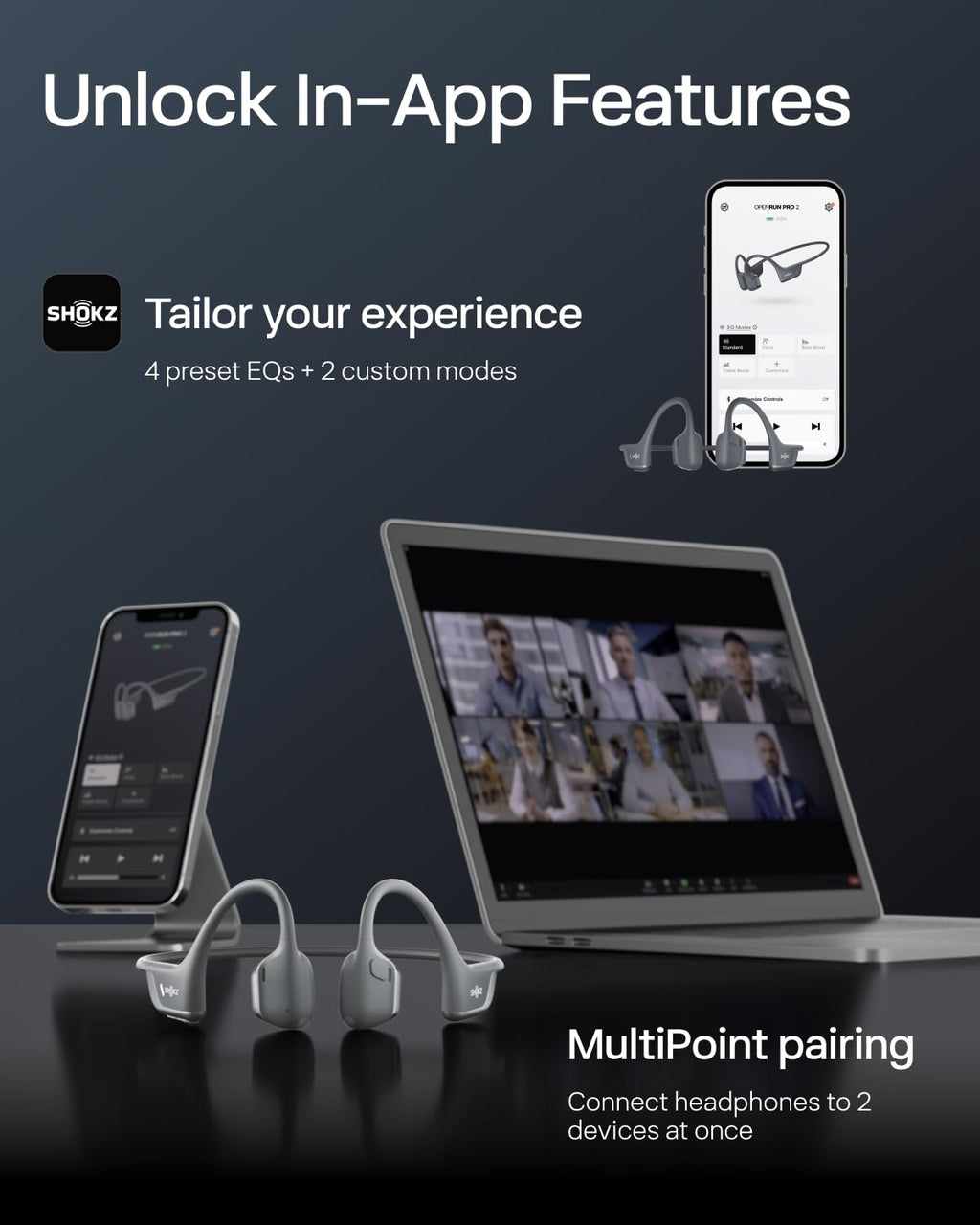 SHOKZ OpenRun Pro 2-Bone Conduction Headphones,Open-Ear Bluetooth Wireless Sport Earphones for Running,Workouts-Sweat Resistant,Comfortable Fit-Deep Bass,Smart Mic,Reflective Strip,Mini,Black 🍁 All In One Marketplace Canada