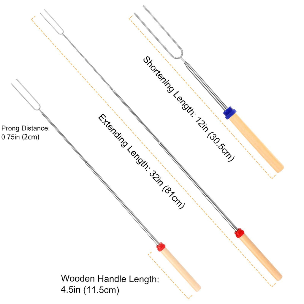 Marshmallow Roasting Sticks, Telescoping Smores Sticks for Open Fire Pit, 32 Inch Long Marshmallow Toasting Barbecue Forks Smores Skewers for Campfire Camping Hotdog Hot Dog Bonfire Grill, 5 Pack 🍁 All In One Marketplace Canada