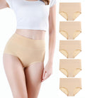 wirarpa Women's High Waisted Cotton Briefs Ladies Underwear Comfortable Panties 5 Pack Beige Medium 🍁 All In One Marketplace Canada