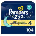 Pampers ZZZ Overnight Diapers, Size 4, Nighttime Protection Disposable Baby Diaper, 1 Pack (Count of 104), 🍁 All In One Marketplace Canada