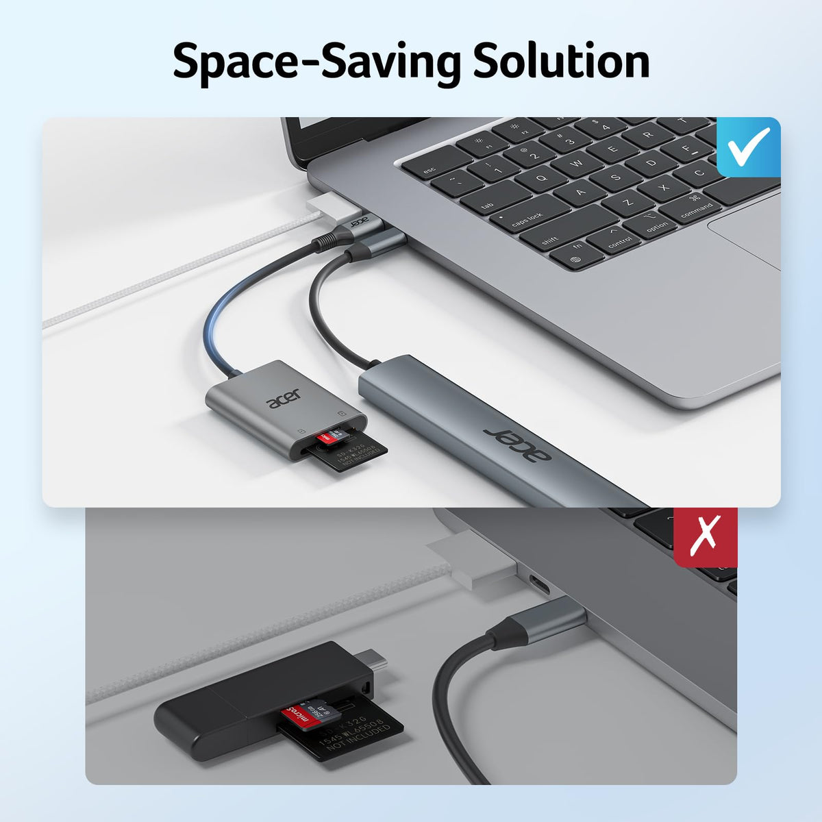Acer USB C SD Card Reader, Sturdy Micro SD Card Adapter (Durable Nylon, No Block), High-Speed Type C Camera Memory Card Reader Compatible with MacBook Neo(A18 Pro), iPhone 16, Galaxy, USB-C Tablet 🍁 All In One Marketplace Canada