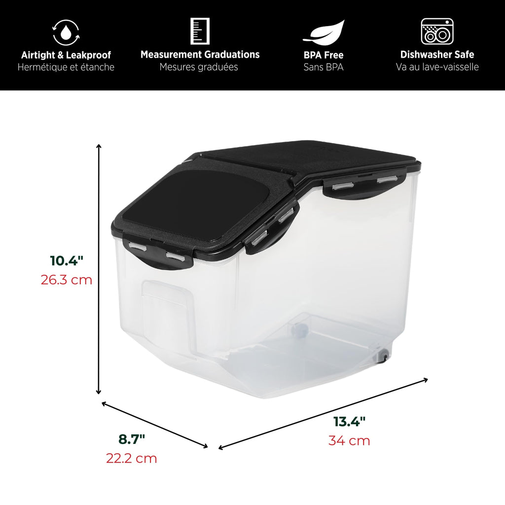 Starfrit LocknLock Pet Food Container with Wheels - 406oz/12L - Airtight - 4-Sided Locking Flip Top Lid 🍁 All In One Marketplace Canada