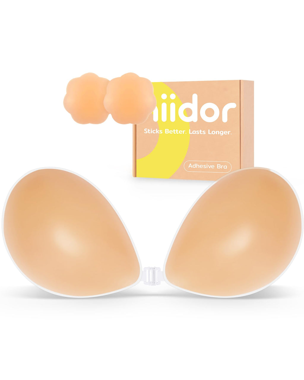 Niidor Adhesive Bra Strapless Sticky Invisible Push up Silicone Bra for Backless Dress with Nipple Covers Nude (B Cup) 🍁 All In One Marketplace Canada