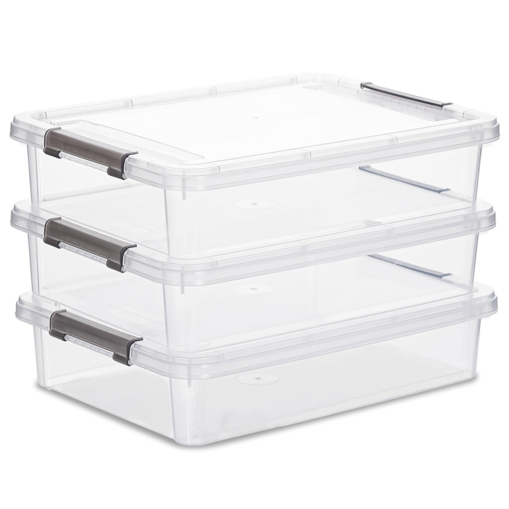 Citylife 3 PCS Plastic Storage Bins with Latching Lids Clear File Box Portable Storage Containers for Organizing A4 Paper, Document, Scrapbook, 14.65" x 10.43" x 2.87" 🍁 All In One Marketplace Canada