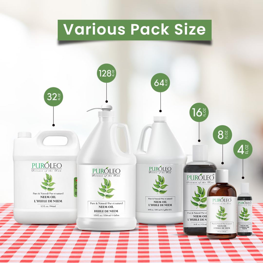 PUROLEO NEEM Oil 32 Fl Oz/946 ML (Packed In Canada) Pure and Natural Neem Oil for Multipurpose Use | Neem Oil extracted from NEEM Plante Chemical free Neem Oil Spray 🍁 All In One Marketplace Canada