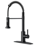 FORIOUS Black Kitchen Faucet with Pull Down Sprayer, Stainless Steel Single Handle Spring Classic Sink Faucets 1 or 3 Hole, for Farmhouse Camper Laundry Rv Bar, Matte Black 🍁 All In One Marketplace Canada