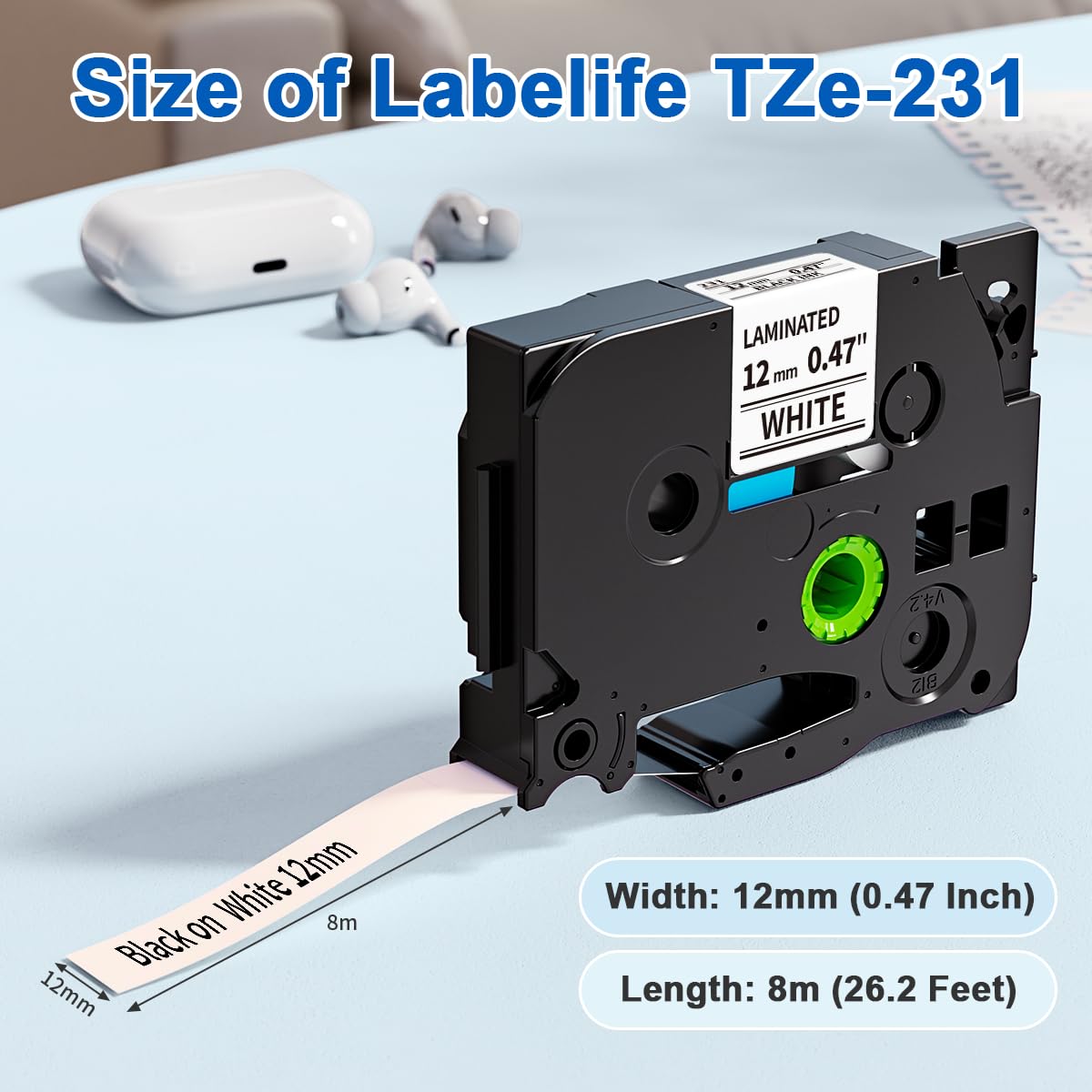 10 Pack Replace for Brother TZe-231 P Touch Label Maker Tape TZe TZ Tape 12mm 0.47 Laminated White TZe231 Compatible with Brother Ptouch PTH110 PT-D210 PTD600 PTD400AD PT-1290 Label Makers 🍁 All In One Marketplace Canada