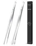 2 Pcs 12-inch Cooking Tweezers Tongs Precision Serrated Tips, Stainless Steel Professional Chef Tweezer Kitchen Tools for BBQ, Plating and Serving 🍁 All In One Marketplace Canada