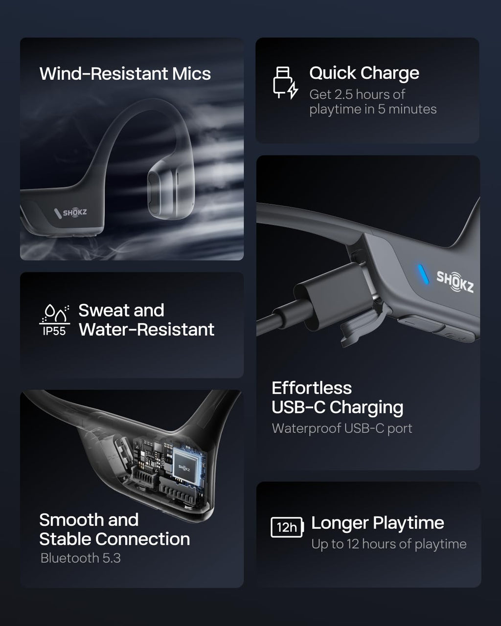 SHOKZ OpenRun Pro 2-Bone Conduction Headphones,Open-Ear Bluetooth Wireless Sport Earphones for Running,Workouts-Sweat Resistant,Comfortable Fit-Deep Bass,Smart Mic,Reflective Strip,Mini,Black 🍁 All In One Marketplace Canada