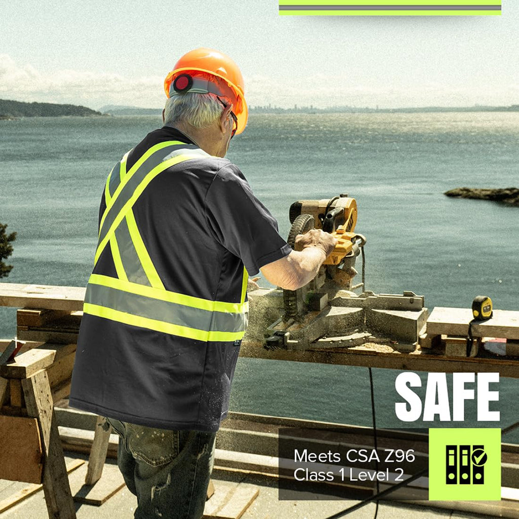 Pioneer Hi-Vis Work T-Shirt — Class 1, Black, Large