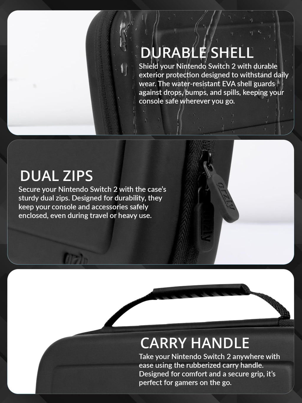 Carry Case for Nintendo Switch 2 (2025) Hard Shell Travel Case with Screen Padding, Game Card & microSD Slots, Zipped & Open Pockets for Accessories 🍁 All In One Marketplace Canada