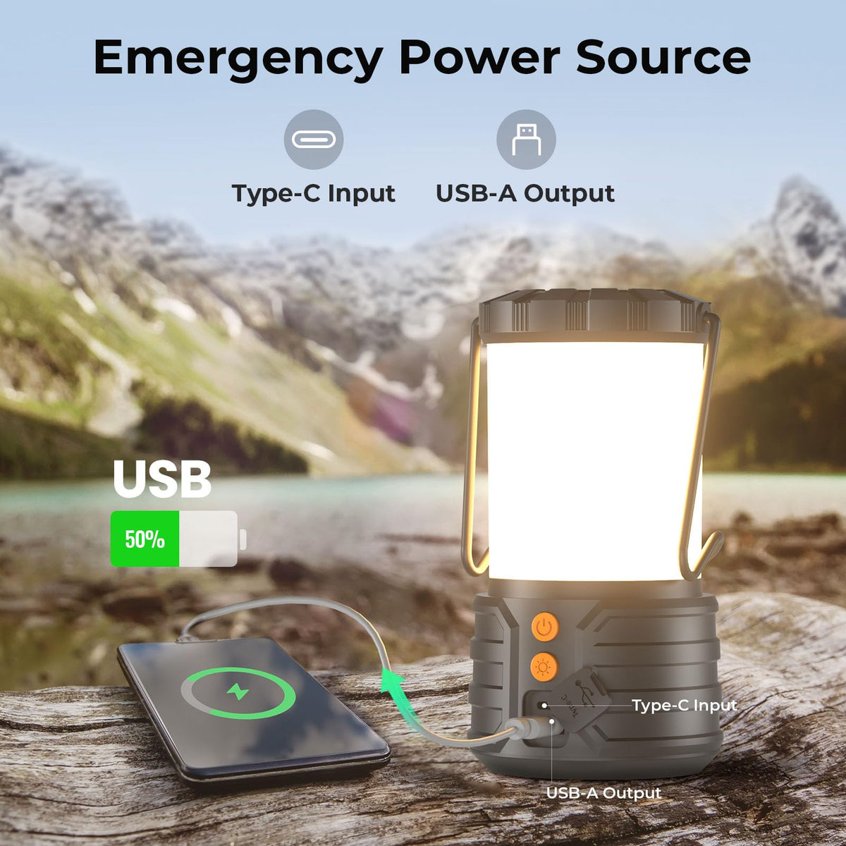 Camping Lantern,5000mAh Rechargeable Battery Emergency Lights for Power Outages,3 Colors,IPX4 Waterproof Portable Led Camping Tent Light for Home Indoor or Outdoor,1 Pack 🍁 All In One Marketplace Canada