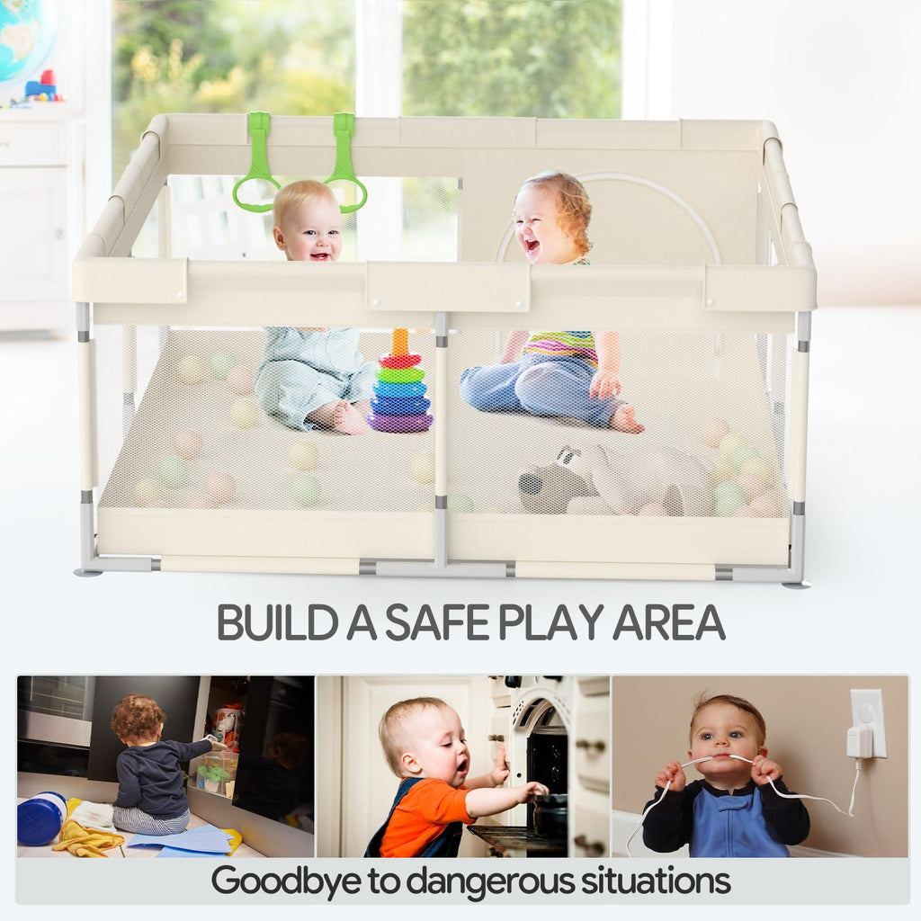 Fodoss Playpen Baby, 47x47inch Play Pen, Small Playard,Playpen for Apartment, Play Yard, Baby Activity Play Fence, Extra Large Playard, Parc Pour bébé 🍁 All In One Marketplace Canada