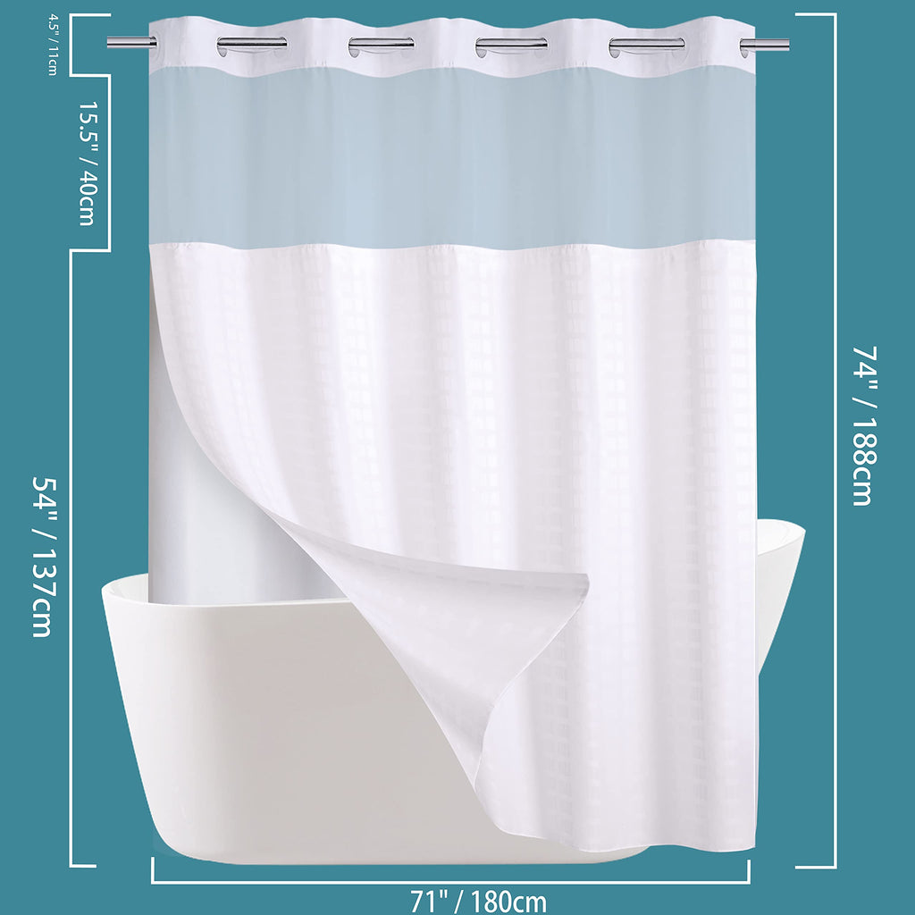 Conbo Mio Hotel Style Fabric Shower Curtain with Snap in Liner for Bathroom Machine Washable Waterproof Repellent Shower Curtain (Check-White, 71" W x 74" H) 🍁 All In One Marketplace Canada