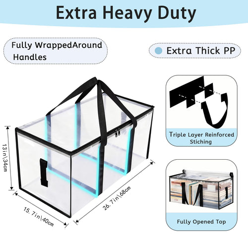 8 Pack Extra Large Heavy Duty Moving Bags,Clear Large Storage Bags with Lids,Moving Boxes with Zippers & Reinforced Handles,Transparent Packing Bags for College Dorm,Traveling,Christmas Decorations 🍁 All In One Marketplace Canada