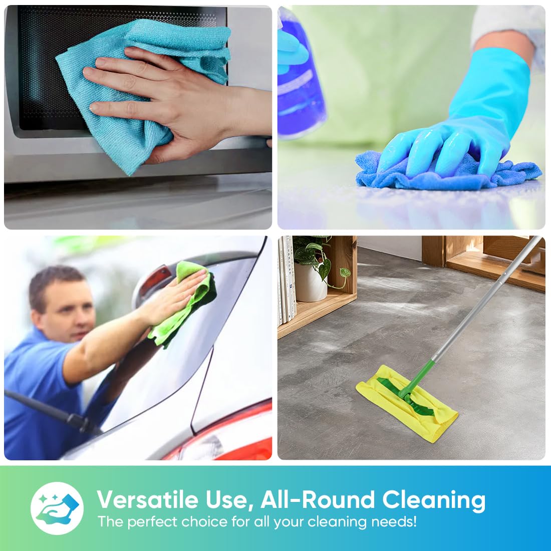 HOMEXCEL Microfiber Cleaning Cloths 100 Pack, Highly Absorbent Cleaning Towels, Lint Free & Scratch-Free Cleaning Rags for House, Kitchen and Car, Multi-Color Microfiber Towels 11.5 x 11.5 inch 🍁 All In One Marketplace Canada