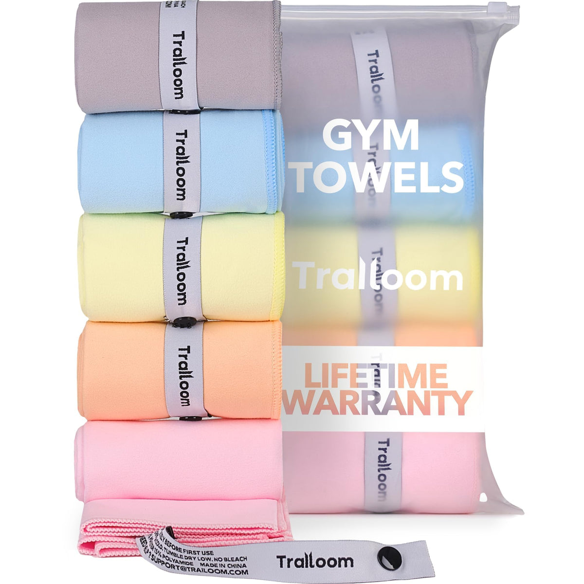 Microfiber Workout Towels - Quick Dry, Highly Absorbing, Odor-Free, for Women & Men - Gym Sweat Sports Towel for Hot Yoga, Tennis, Running, Exercise, Working Out, Camping, Set of 5 Pastel 🍁 All In One Marketplace Canada