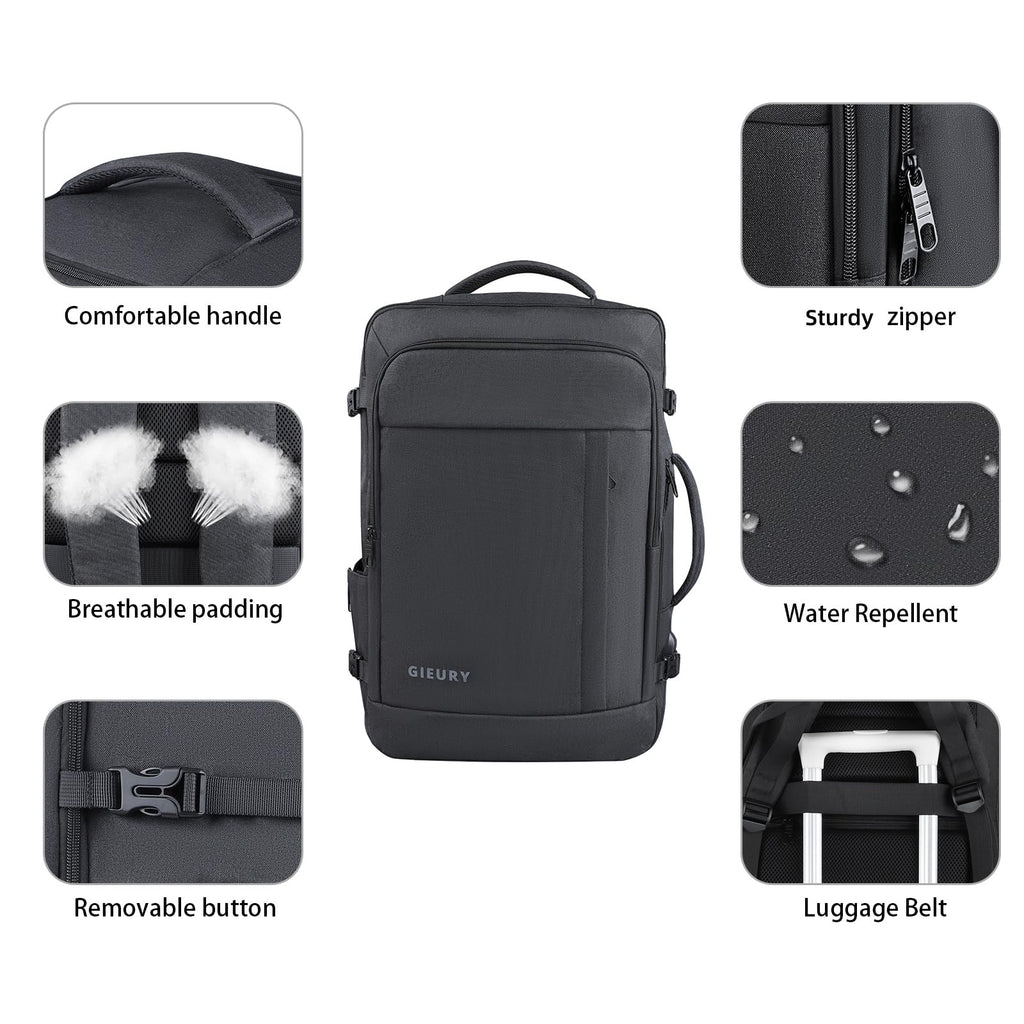 Carry On Backpack, 50L Travel Backpack, Luggage Backpack TSA Flight Approved Laptop Backpack for Men & Women, Large Expandable Backpack 40L Daypack Lightweight Business Weekender Bag, Black 🍁 All In One Marketplace Canada