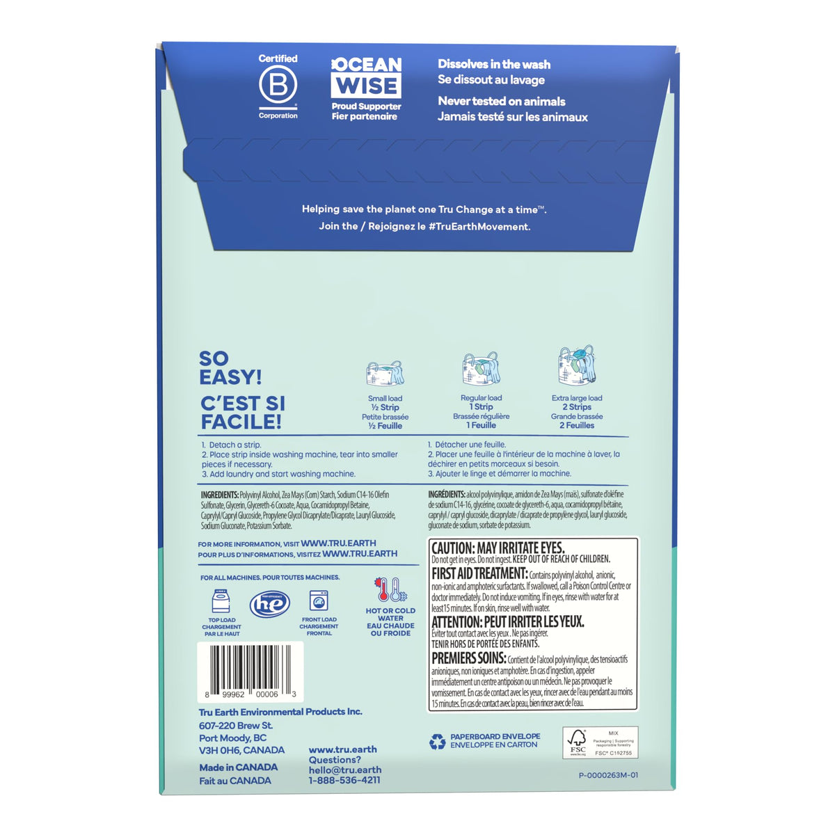 Tru Earth Unscented Laundry Sheets — 64 Sheets, Up to 128 Loads