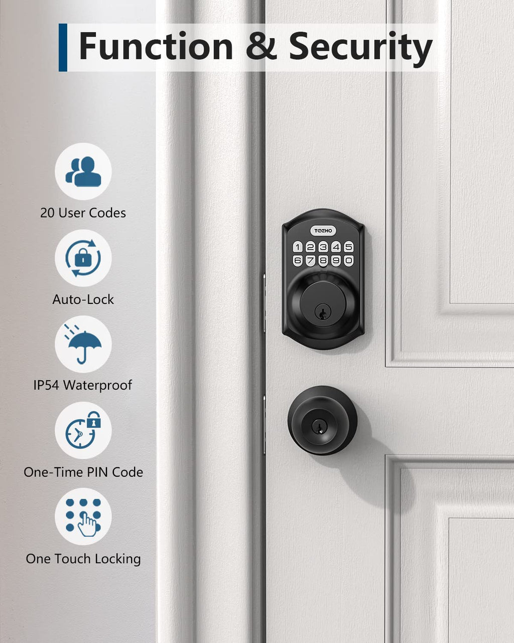 TEEHO TE001 Keyless Entry Door Lock with Keypad - Smart Deadbolt Lock for Front Door with 2 Keys - Auto Lock - Easy Installation - Matte Black 🍁 All In One Marketplace Canada