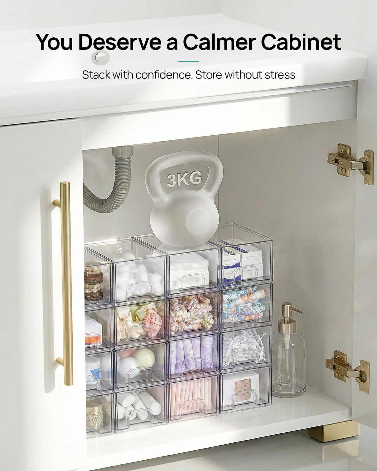 Vtopmart 4 Pack Stackable Makeup Organizer Storage Drawers, Acrylic Bathroom Organizers，Clear Plastic Storage Bins For Vanity, Undersink, Kitchen Cabinets, Pantry, Home Organization and Storage 🍁 All In One Marketplace Canada