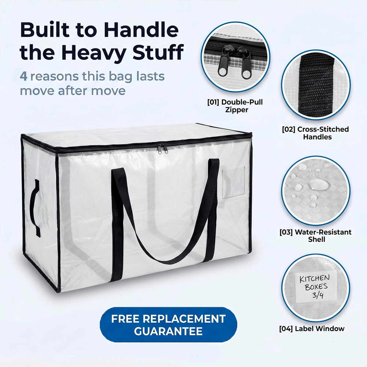 ClearSpace Oversized Moving Bags or Storage Bag – Large Moving Boxes with Backpack Straps, Zippers & Handles – Heavy-Duty Packing Bags, College Dorm, Christmas Decorations, 6 Pack 🍁 All In One Marketplace Canada