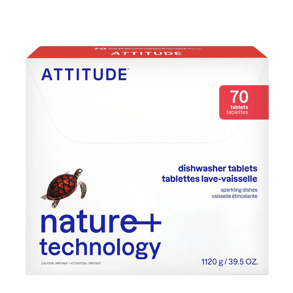 ATTITUDE Dishwasher Pods, Plant-Based & Vegan, Phosphate-Free Detergent Tablets, Naturally Derived, Unscented, 70 Count 🍁 All In One Marketplace Canada