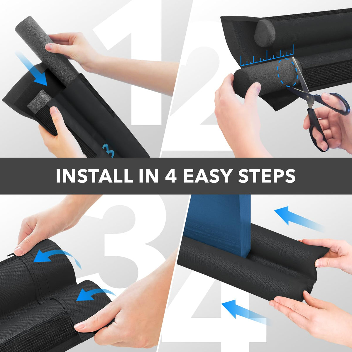 Everlasting Comfort 2 Sided Under Door Draft Stopper for Bottom of Doors - Quick Install, Keeps Heat In & Cold Air Out- Weather Stripping Door Seal Strip & Noise Blocker for Interior -Fits 76 - 91cm W 🍁 All In One Marketplace Canada