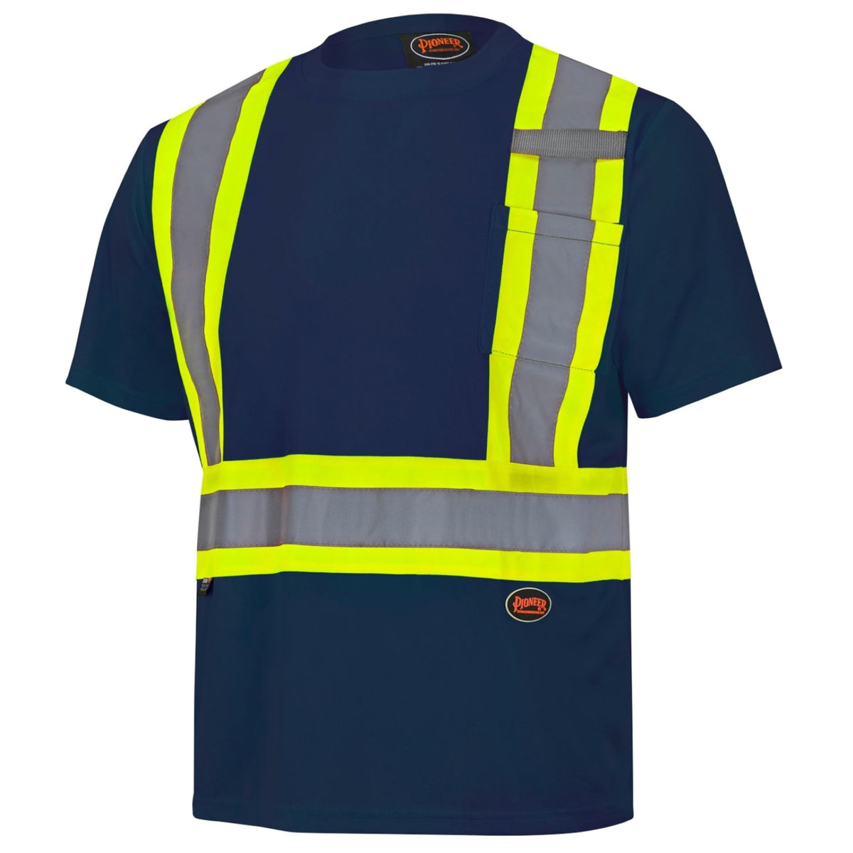 Pioneer Hi-Vis Work T-Shirt — Class 1, Navy, Large