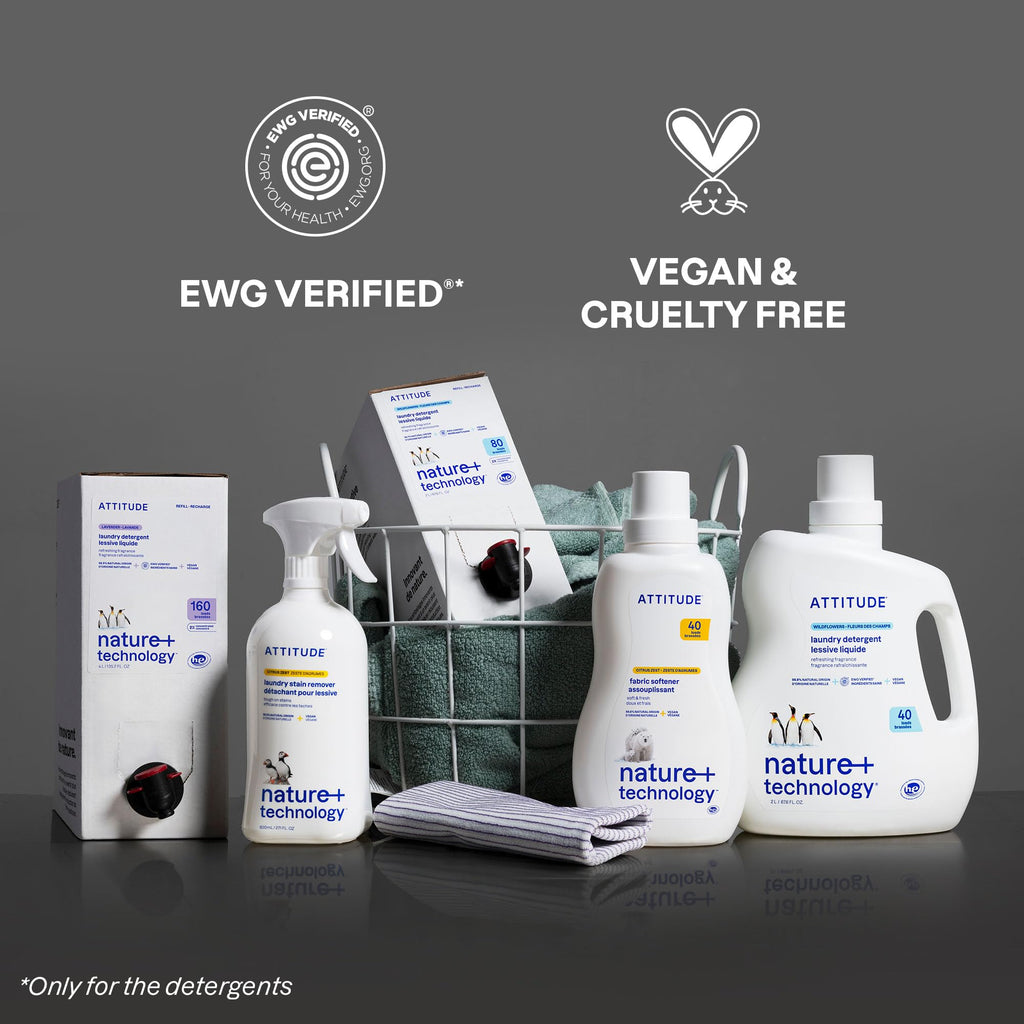 ATTITUDE Liquid Laundry Detergent Refill, EWG Verified, HE Compatible, Plant-Based & Vegan, Natural Laundry Soap, Made in Canada, Unscented, 160 Loads, 4 Liters 🍁 All In One Marketplace Canada