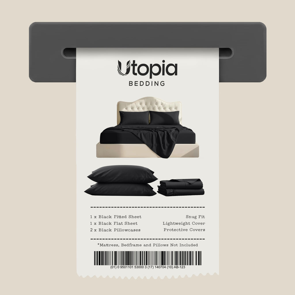 Utopia Bedding Queen Bed Sheet Set - 4 Piece Bedding - Soft Brushed Microfiber Fabric - Shrinkage & Fade Resistant - Easy Care (Black) 🍁 All In One Marketplace Canada