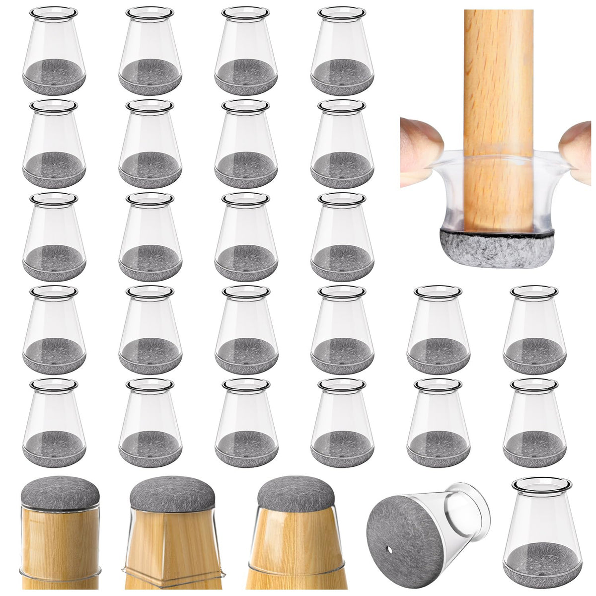 Chair Leg Floor Protectors 24PCS Furniture Sliders for Hardwood Floors, Silicone Chair Leg Protectors for Protecting Floors from Scratches and Noise, Fit:8/16" to 15/16" (13-23mm) 🍁 All In One Marketplace Canada