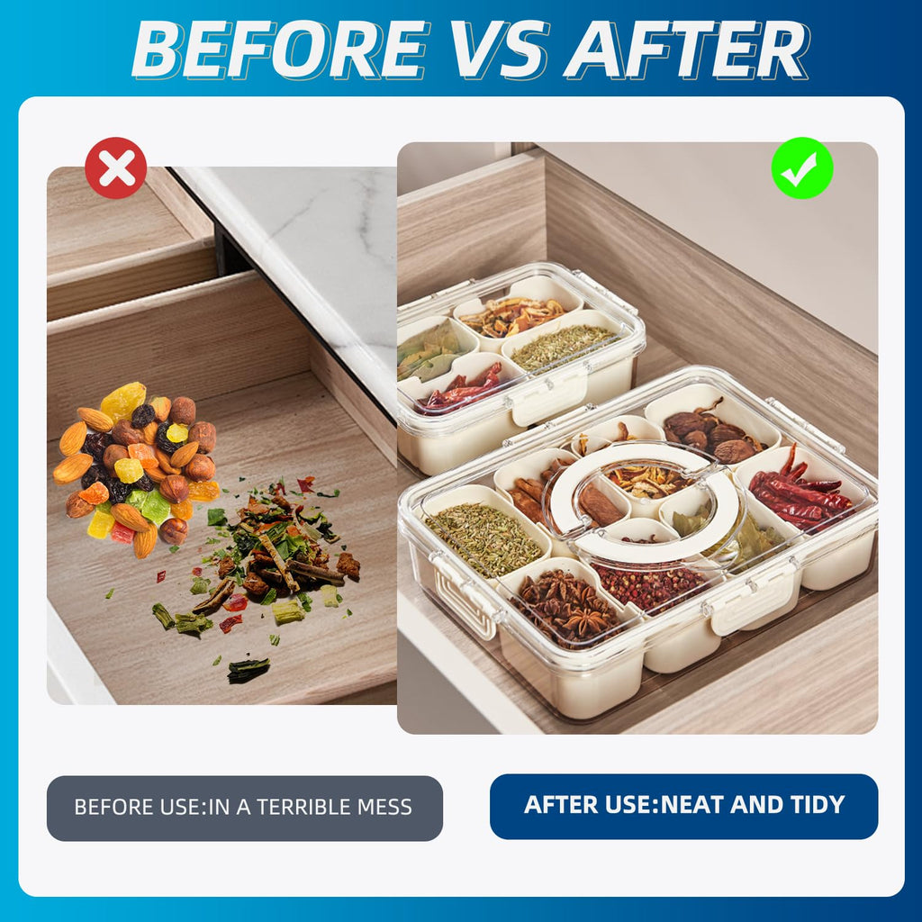 Pure Future 2-Pack Snackle Box Containers with Handles - Divided Serving Tray with Lids, 8 Compartments Charcuterie Box for Travel, Movie Nights & Parties (Hand Wash Only) 🍁 All In One Marketplace Canada