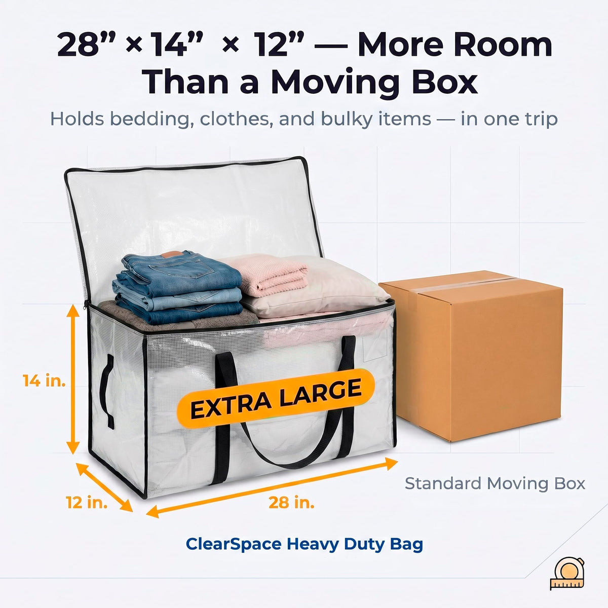 ClearSpace Oversized Moving Bags or Storage Bag – Large Moving Boxes with Backpack Straps, Zippers & Handles – Heavy-Duty Packing Bags, College Dorm, Christmas Decorations, 6 Pack 🍁 All In One Marketplace Canada
