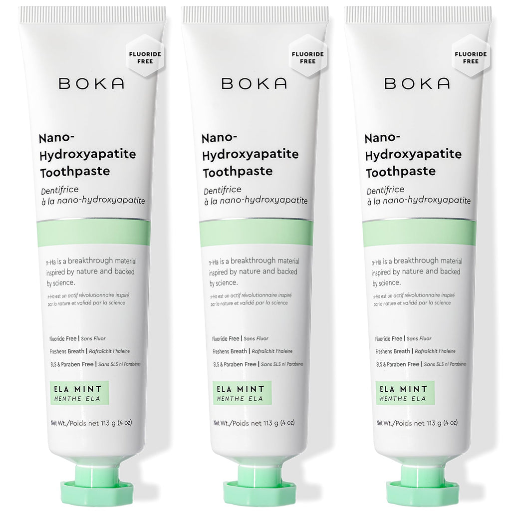 Boka Fluoride Free Toothpaste, Nano Hydroxyapatite Toothpaste, Appropriate for Sensitive Teeth - for Adult Oral Care - Ela Mint Flavor, 4 Fl Oz (113g) 3Pk 🍁 All In One Marketplace Canada
