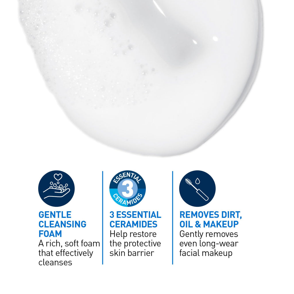 CeraVe Hydrating Cream-to-Foam Face Cleanser, One-Step Face Wash With Hyaluronic Acid & Amino Acid Complex, Gently Cleanses Skin, Non-Comedogenic, Fragrance-Free, Normal to dry skin, 562mL 🍁 All In One Marketplace Canada