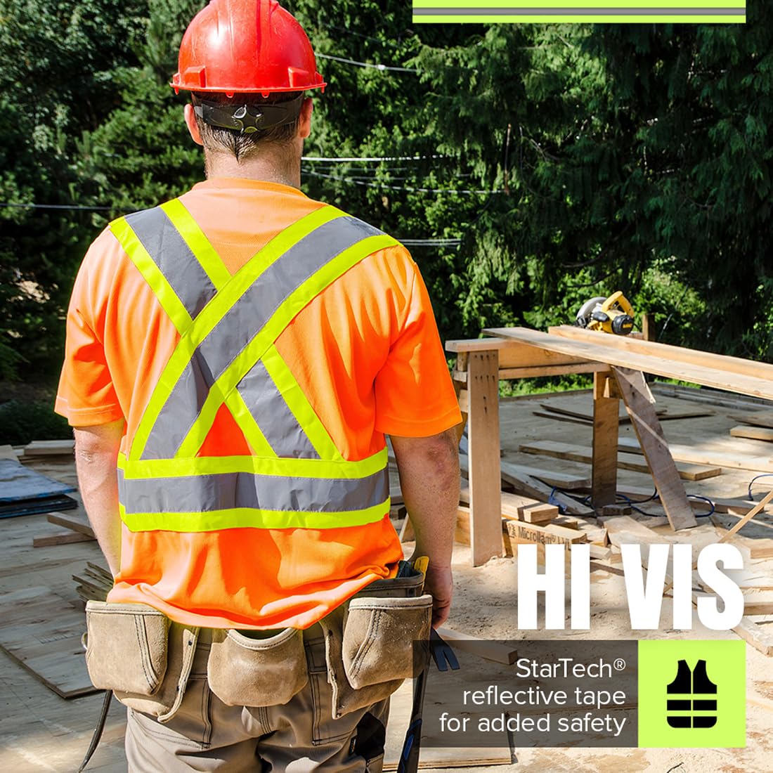 Pioneer Hi-Vis Work T-Shirt — Class 2, Orange, XL