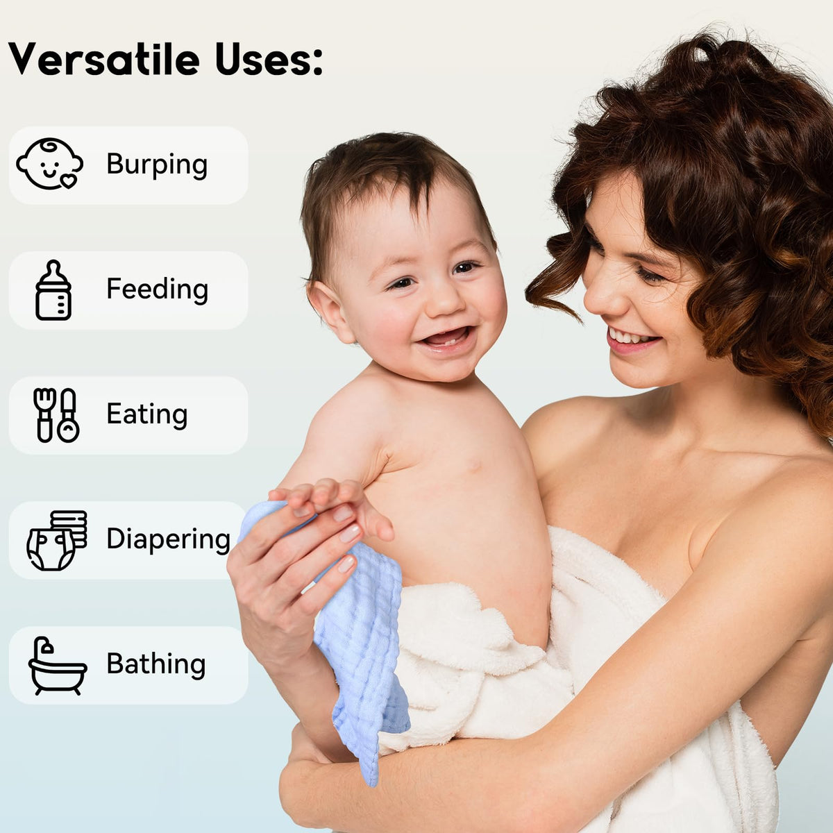 Unnivoll Muslin Burp Cloths Baby 12''X12'',Baby Washcloths 6 Pack, 100% Cotton Baby Wash Cloths Absorbent and Soft for Newborn Infants Kids Boys Girls Multicolor 🍁 All In One Marketplace Canada