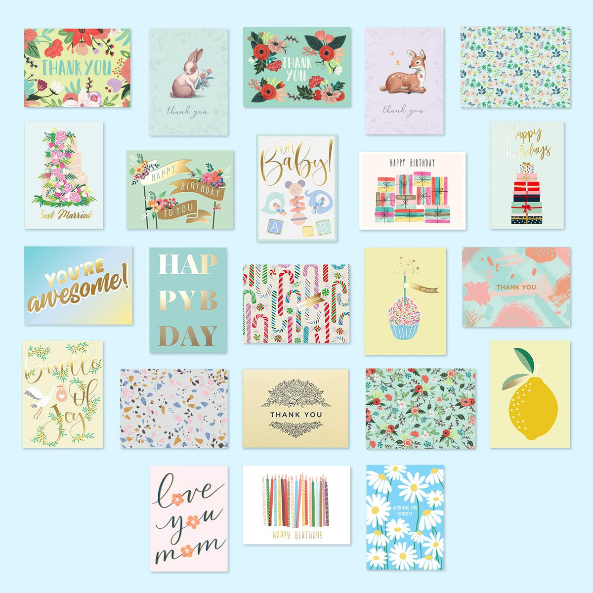 Sweetzer & Orange 100 All Occasion Cards & Envelopes Set - Greeting Notecards Assortment Box - Birthday Cards Bulk for Office, Thank You, Holiday, Blank Notecards & more – Organizer Box Included 🍁 All In One Marketplace Canada