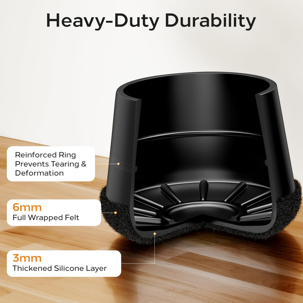 Meldel Silicone Chair Leg Floor Protectors Extra Small 24PCS - Furniture Felt Silicone Integrated Chair Foot Covers/Dark-Black/Rubber - Protect Floors from Scratches,Reduce Noise 🍁 All In One Marketplace Canada