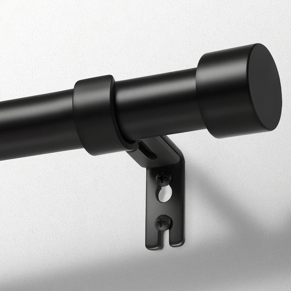 Zeerobee Curtain Rods for Windows 48 to 84, 1 Inch Black Heavy Duty Drapery Rods with Adjustable Length, Outdoor Modern Curtain Pole with Simple End Caps, 32"-86", Black 🍁 All In One Marketplace Canada