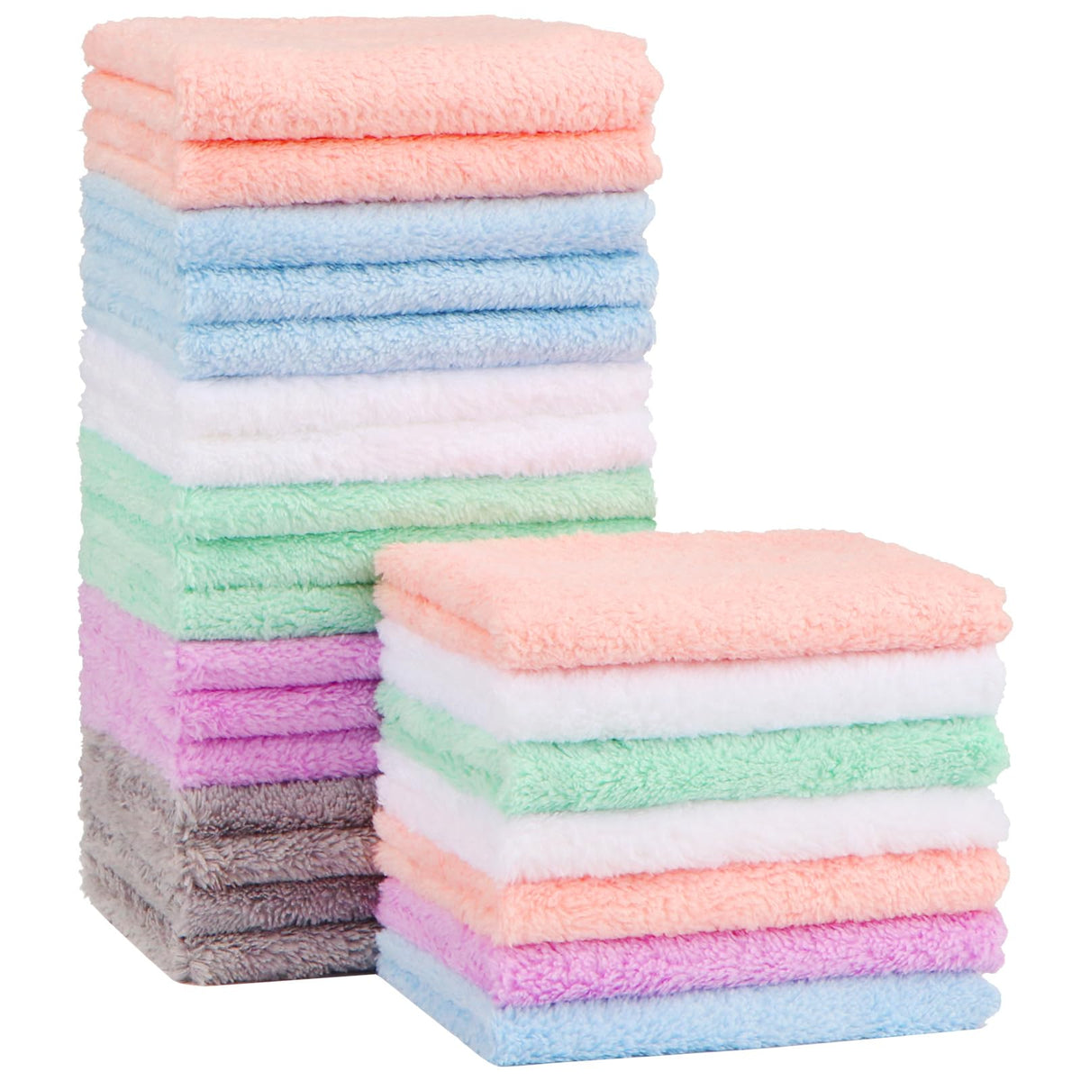 Orighty Baby Washcloths 24-Pack, Microfiber Coral Fleece Baby Face Towels, Soft and Absorbent Wash Cloths for Newborns, Infants and Toddlers, Gentle on Delicate Skin for Face Hands and Body, 7x9 Inch 🍁 All In One Marketplace Canada