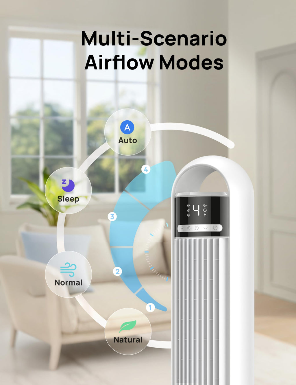 DREO Smart Tower Fan for Bedroom, 90° Oscillating Standing Fans for Room with 4 Speeds, 4 Modes, 25dB Quiet for Sleep, 25ft/s Velocity, 8H Timer, Remote/App/Voice Control for Living Room, Office, Home 🍁 All In One Marketplace Canada