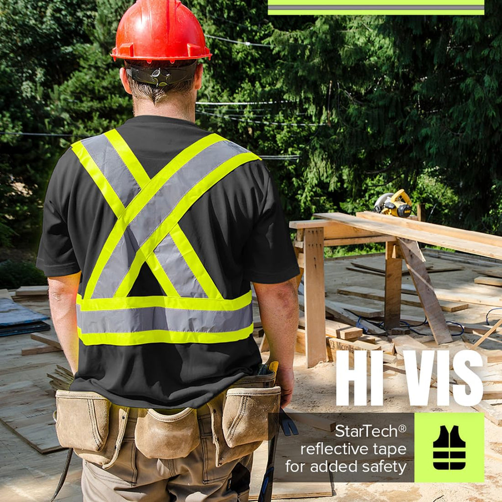 Pioneer Hi-Vis Work T-Shirt — Class 1, Black, Large