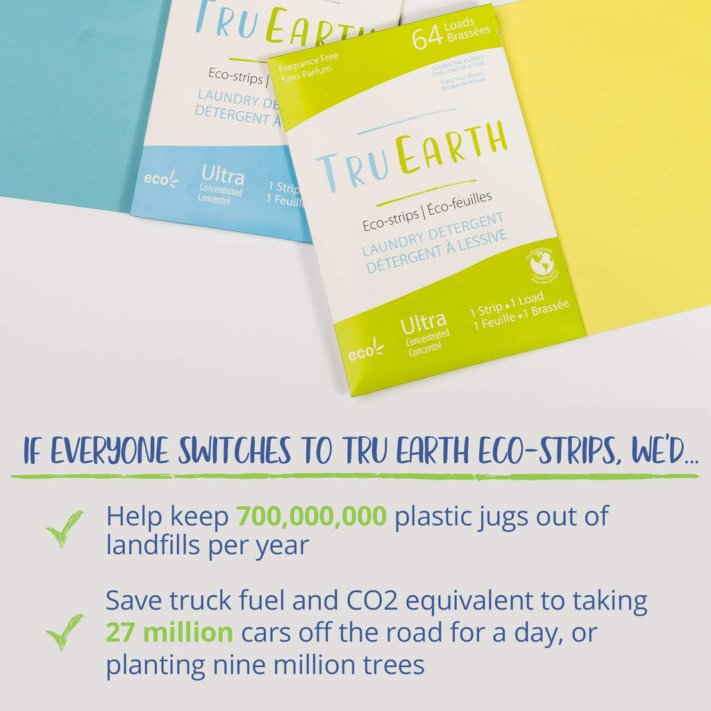 Tru Earth Compact Dry Laundry Detergent Sheets - Up to 128 Loads (64 Sheets) - Paraben-Free - Original Eco-Strip Liquidless Laundry Detergent, Laundry Sheets - Fresh Linen 🍁 All In One Marketplace Canada