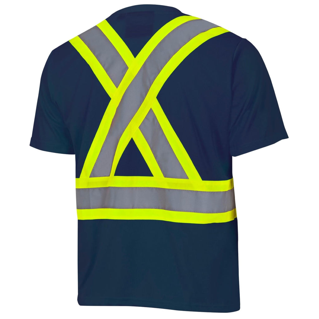 Pioneer Hi-Vis Work T-Shirt — Class 1, Navy, XL