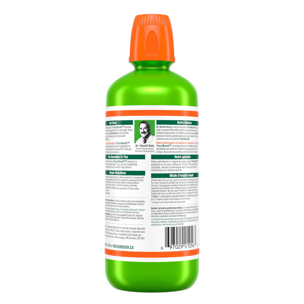 TheraBreath Fresh Breath Oral Rinse, Value Size, Clinically Shown to Fight Bad Breath for 12 Hours, Alcohol & Dye Free Mouthwash, Certified Vegan, Halal, Kosher, Gluten-Free - Mild Mint, 1L 🍁 All In One Marketplace Canada